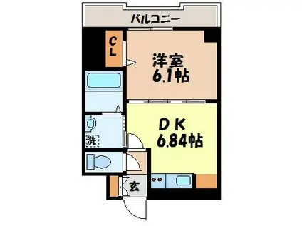 イ・メゾン麹屋(1DK/9階)の間取り写真