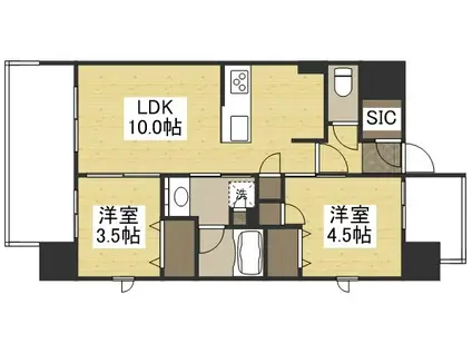 ルミナス磨屋町(2LDK/2階)の間取り写真