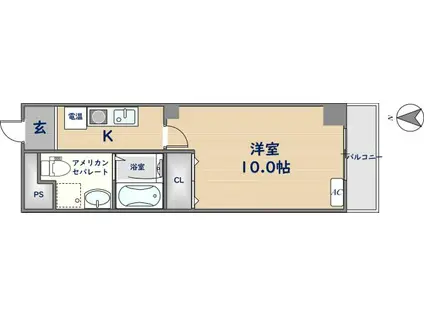 ミワパラディ荒本西(1K/8階)の間取り写真