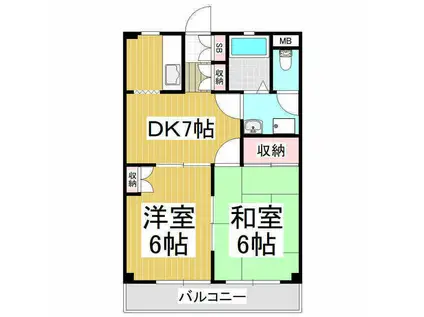 リバティ出川(2DK/3階)の間取り写真