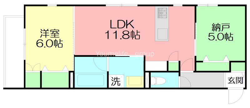 国分南3丁目メゾン(1SLDK/1階)の間取り写真