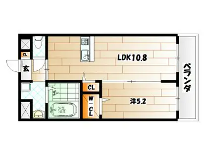 カーサフェリーチェ新生V(1LDK/3階)の間取り写真