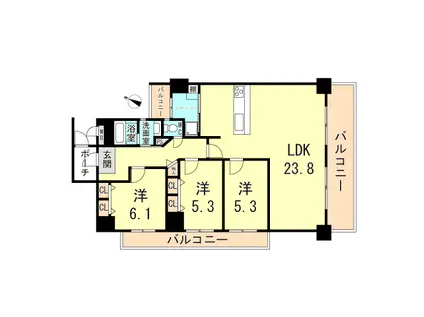パームスクエアージェームス山(3LDK/4階)の間取り写真