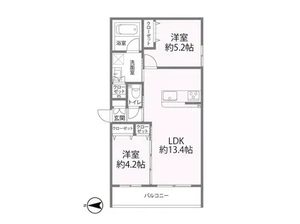 グラン今里ノース(2LDK/2階)の間取り写真