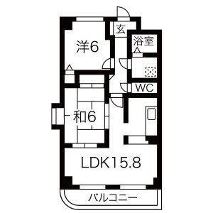 プリミエール大留(2LDK/2階)の間取り写真