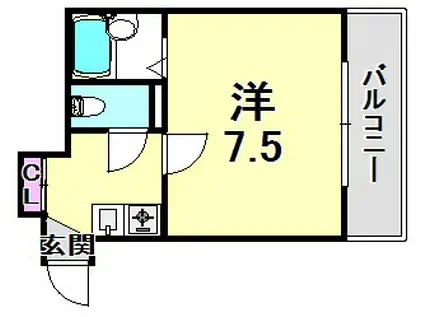 エトールVII(ワンルーム/1階)の間取り写真