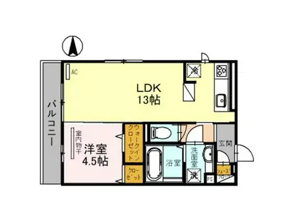 フェリーチェ鳳(1LDK/3階)の間取り写真