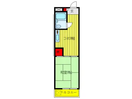 ハイツ・オーエド(1DK/6階)の間取り写真