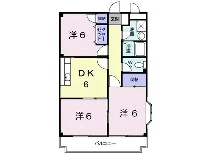 大下ビル(1DK/4階)の間取り写真