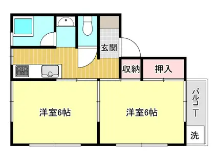 リバーハイツ鎌田(2K/3階)の間取り写真