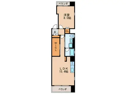 ヴィアーレ・アルベルゴ(1LDK/7階)の間取り写真