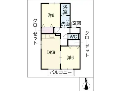 クレール マルシェ(2DK/2階)の間取り写真