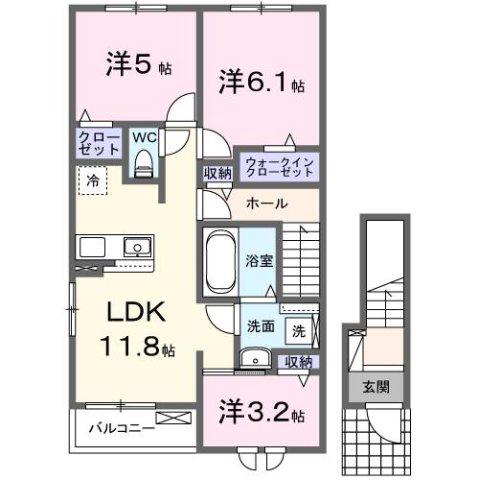 プリムローズM1(3LDK/2階)の間取り写真