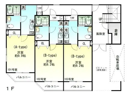 メゾン中野弥生町(1K/1階)の間取り写真