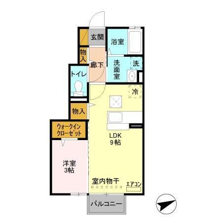 ソレアード B(1LDK/1階)の間取り写真