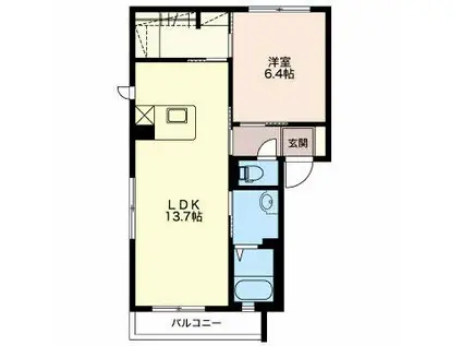 サウスバレーA(1LDK/2階)の間取り写真
