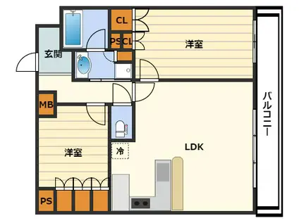 リーガル西天満II(2LDK/11階)の間取り写真