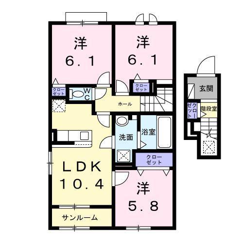 スターリースカイ江本(3LDK/2階)の間取り写真