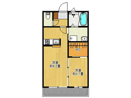 グランコート館林A(1LDK/1階)の間取り写真