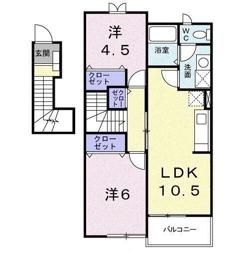パーク レガシィII(2LDK/2階)の間取り写真