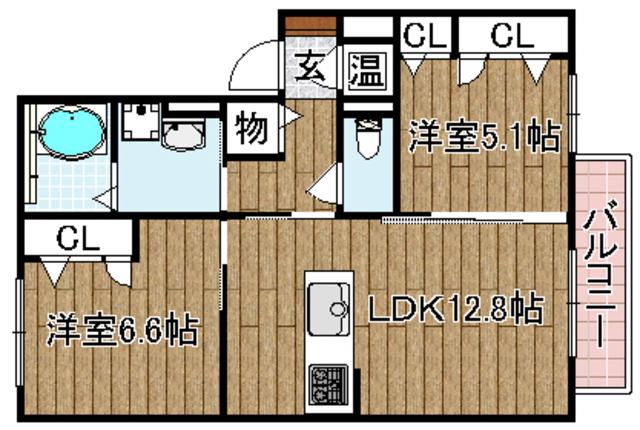 メゾンエスポワール(2LDK/1階)の間取り写真
