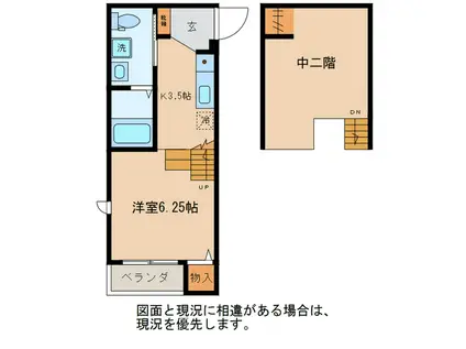 NEXT山手 B(1K/2階)の間取り写真