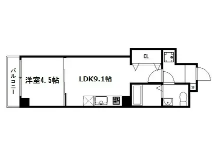 MORE五条II(1LDK/3階)の間取り写真