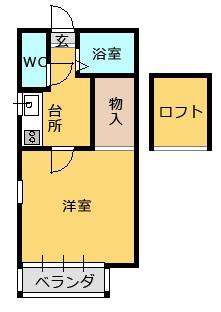 プレステージ弐番館(1K/2階)の間取り写真
