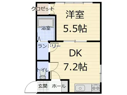 パープルタウン(1DK/1階)の間取り写真