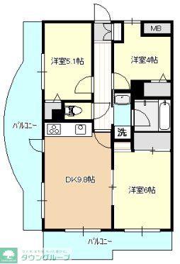 ライオンズマンション川越南古谷第2(3DK/5階)の間取り写真