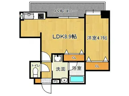 サムティ佐賀駅前SERENA(1LDK/9階)の間取り写真