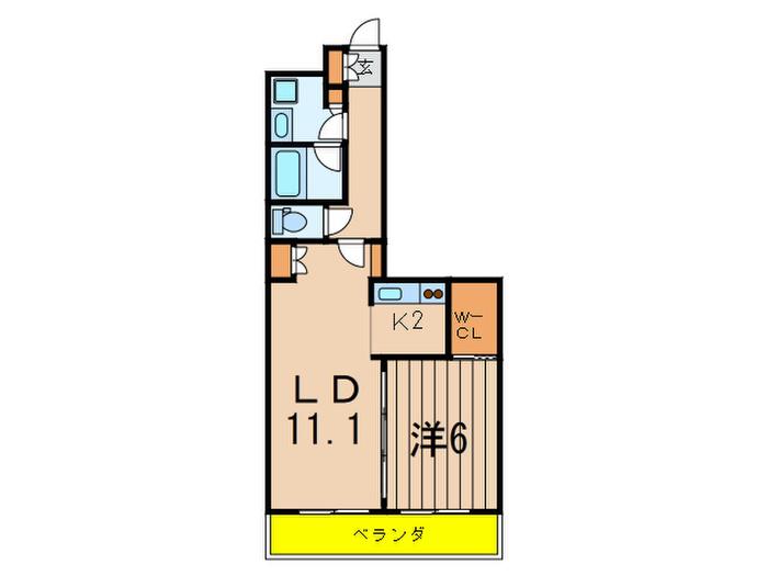 レジディア祐天寺(1LDK/6階)の間取り写真