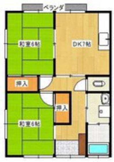 むつみ荘(2DK/2階)の間取り写真