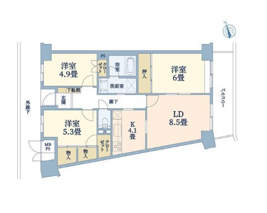 イーストヒル町屋(3LDK/13階)の間取り写真