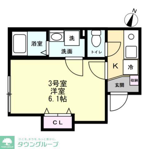 ブリーゼ平町(1K/1階)の間取り写真