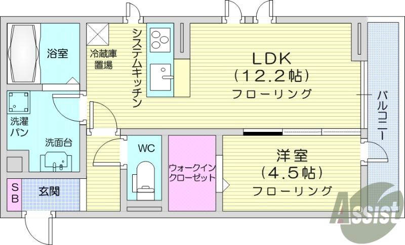 D-ROOM DEARCOURT 幸町 1(1LDK/1階)の間取り写真