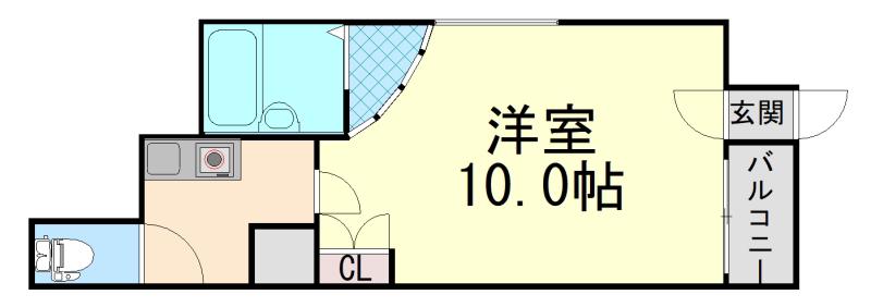 YSエスポワール(1DK/1階)の間取り写真