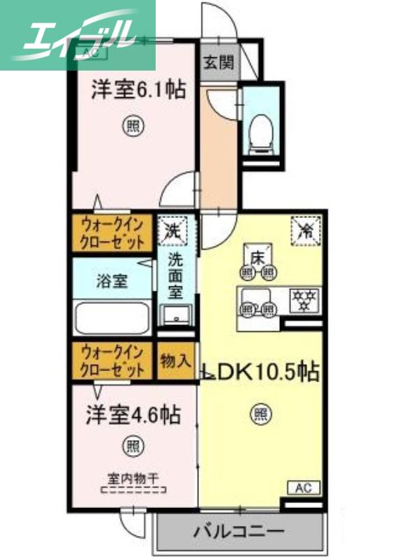 RION(2LDK/1階)の間取り写真
