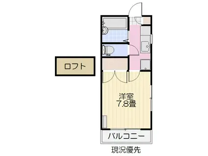 マロングラス泉中央(1K/2階)の間取り写真