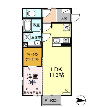 サニーコート高崎(1LDK/2階)の間取り写真