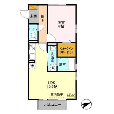 エイミーグラントD(1LDK/1階)の間取り写真