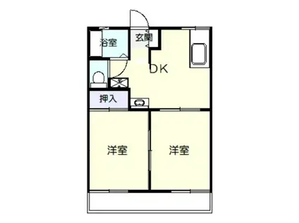 パルコA(2DK/1階)の間取り写真