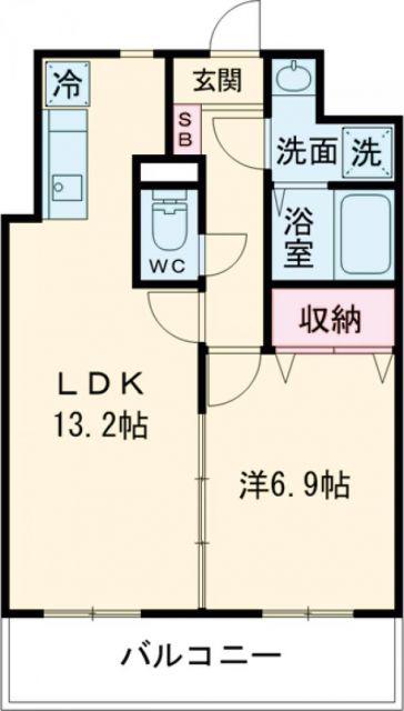 リバーサイド天神(1LDK/2階)の間取り写真