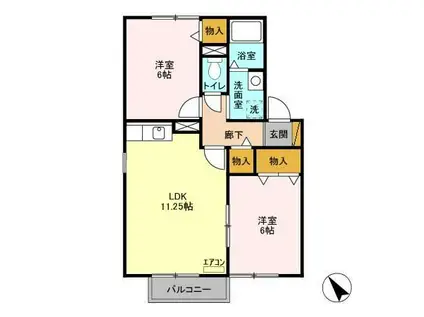 ドリームハイツI(2LDK/2階)の間取り写真