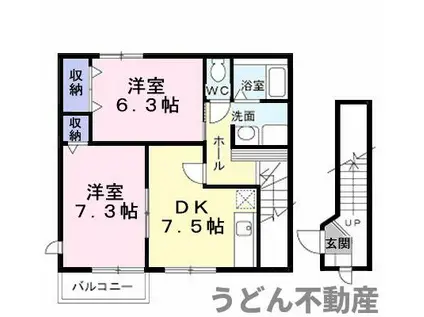 メゾン・フリージアC(2DK/2階)の間取り写真