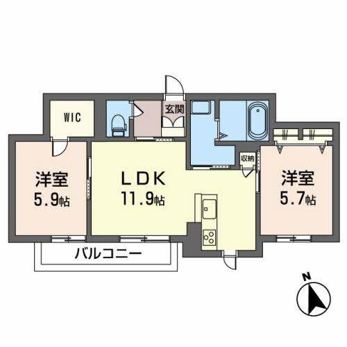 ベレオ トライスター(2LDK/2階)の間取り写真