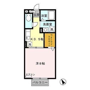 グランアズール(1K/2階)の間取り写真