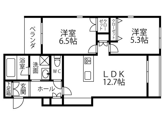 キルシュ ブリューテ 2(2LDK/3階)の間取り写真