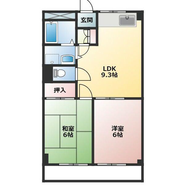 三崎近藤ハイツ(2LDK/2階)の間取り写真