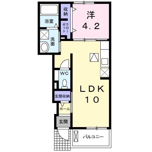 ティエラ(1LDK/1階)の間取り写真